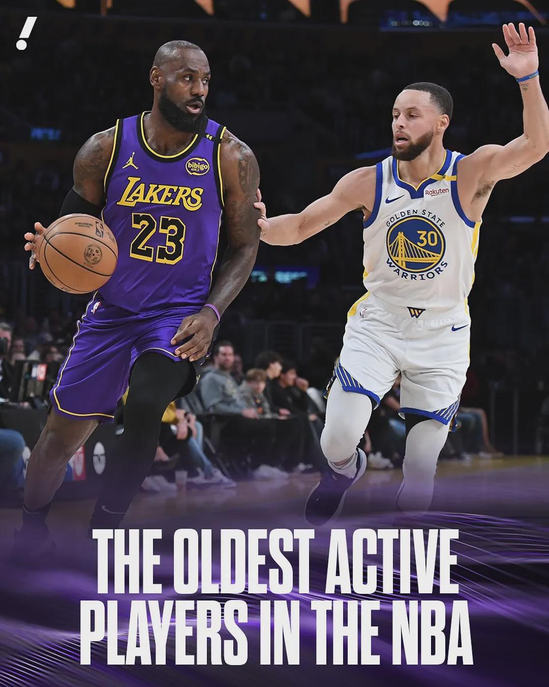 2025年休赛季现役最老的19名NBA球员，詹姆斯最老，库里第10